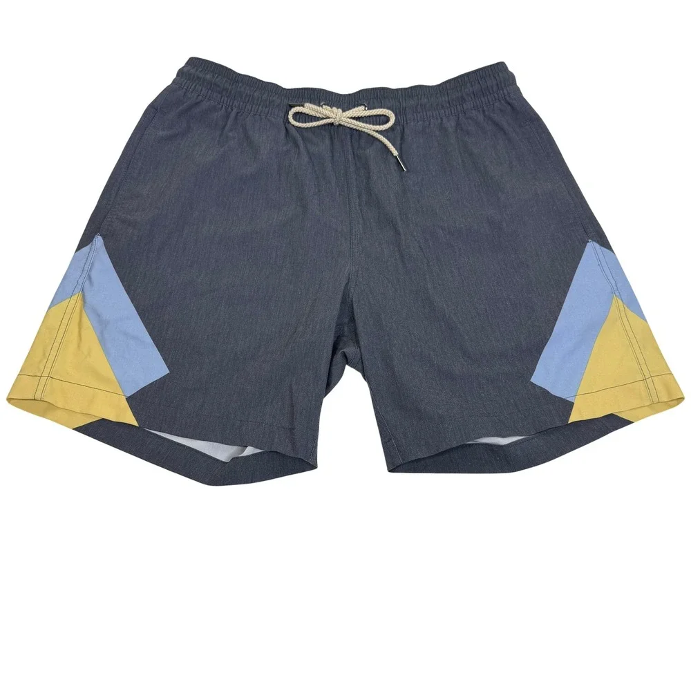 Fair Harbor Mens XL Swim Trunks Charcoal Grey Colorblock 7 Inch Inseam Shorts‎